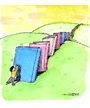child holding up mountain of books