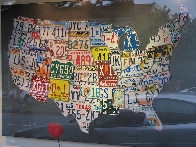 Map of 50 states using license plates