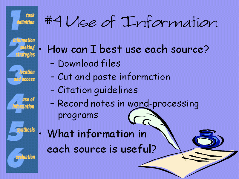 Fourth is use of information