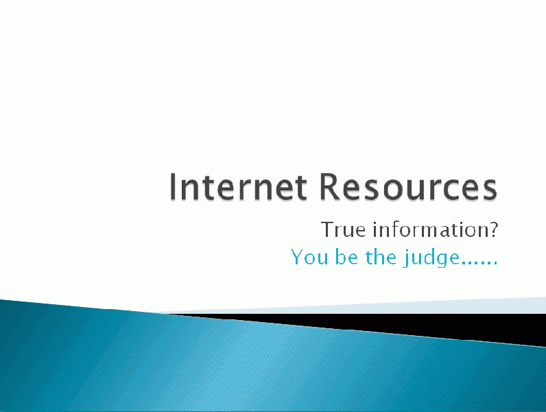 Title Page for Internet Resources Help
