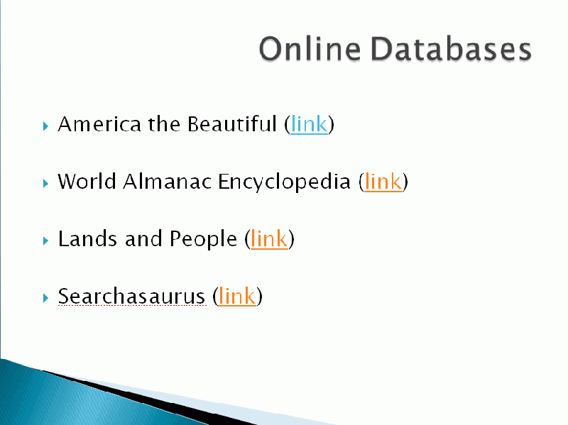 Online Databases to use of the project