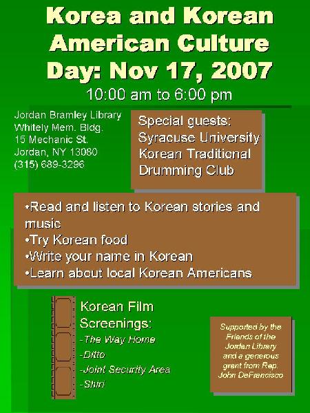 Flyer for Korea and Korean American Culture Day