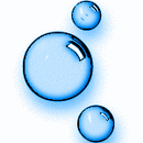 three blue bubbles